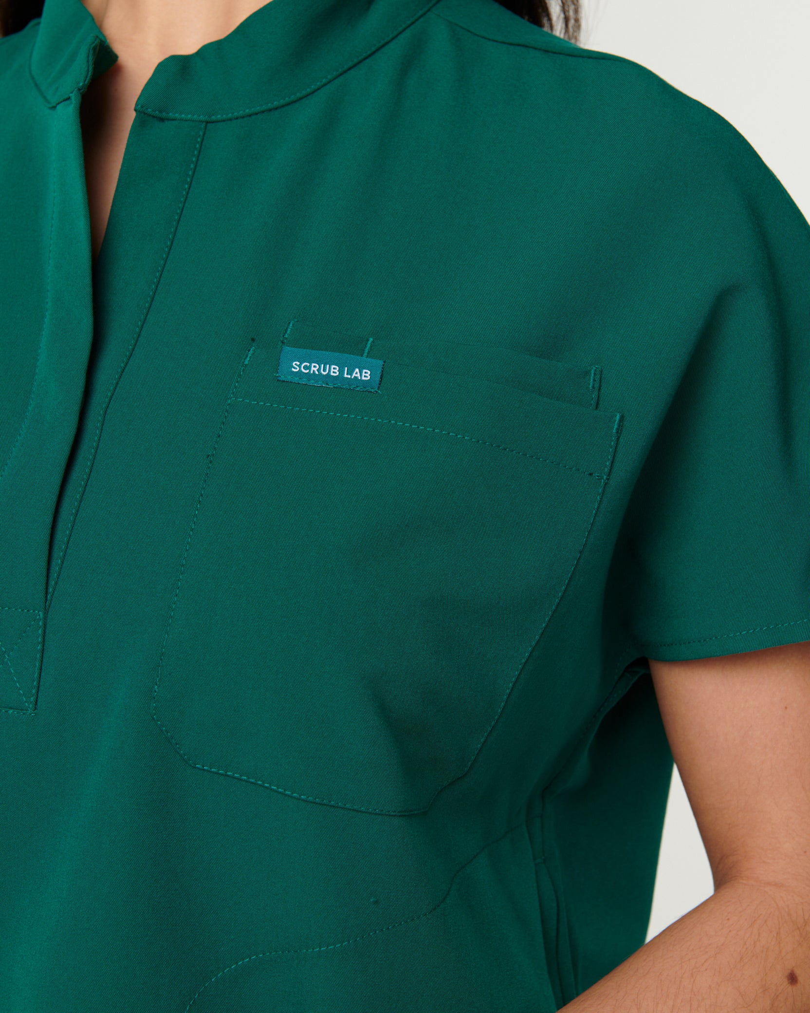 MABEL Mandarin Collar Scrub Top - Hunter Green | SLTECH™ - Image 8