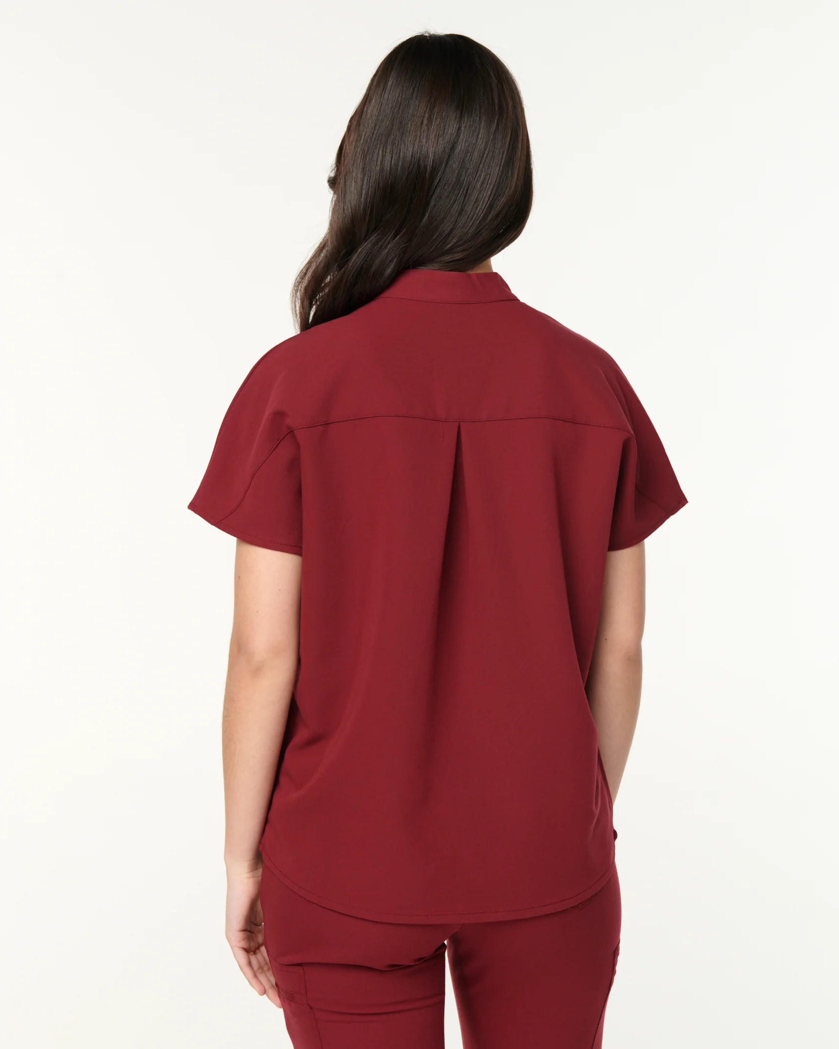 MABEL Mandarin Collar Scrub Top - Maroon | SLTECH™ - Image 5