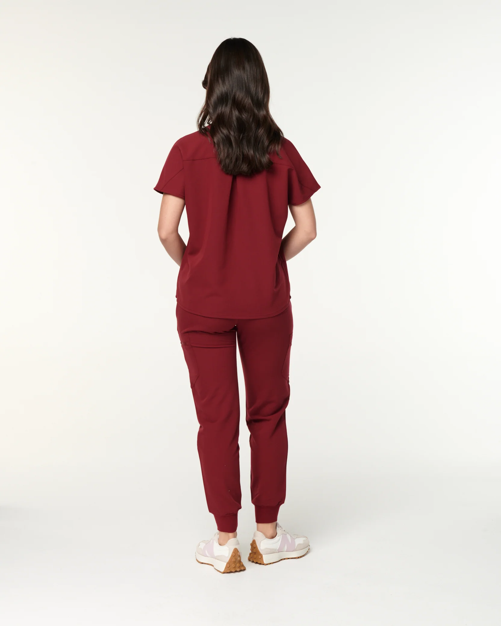 MABEL Mandarin Collar Scrub Top - Maroon | SLTECH™ - Image 6