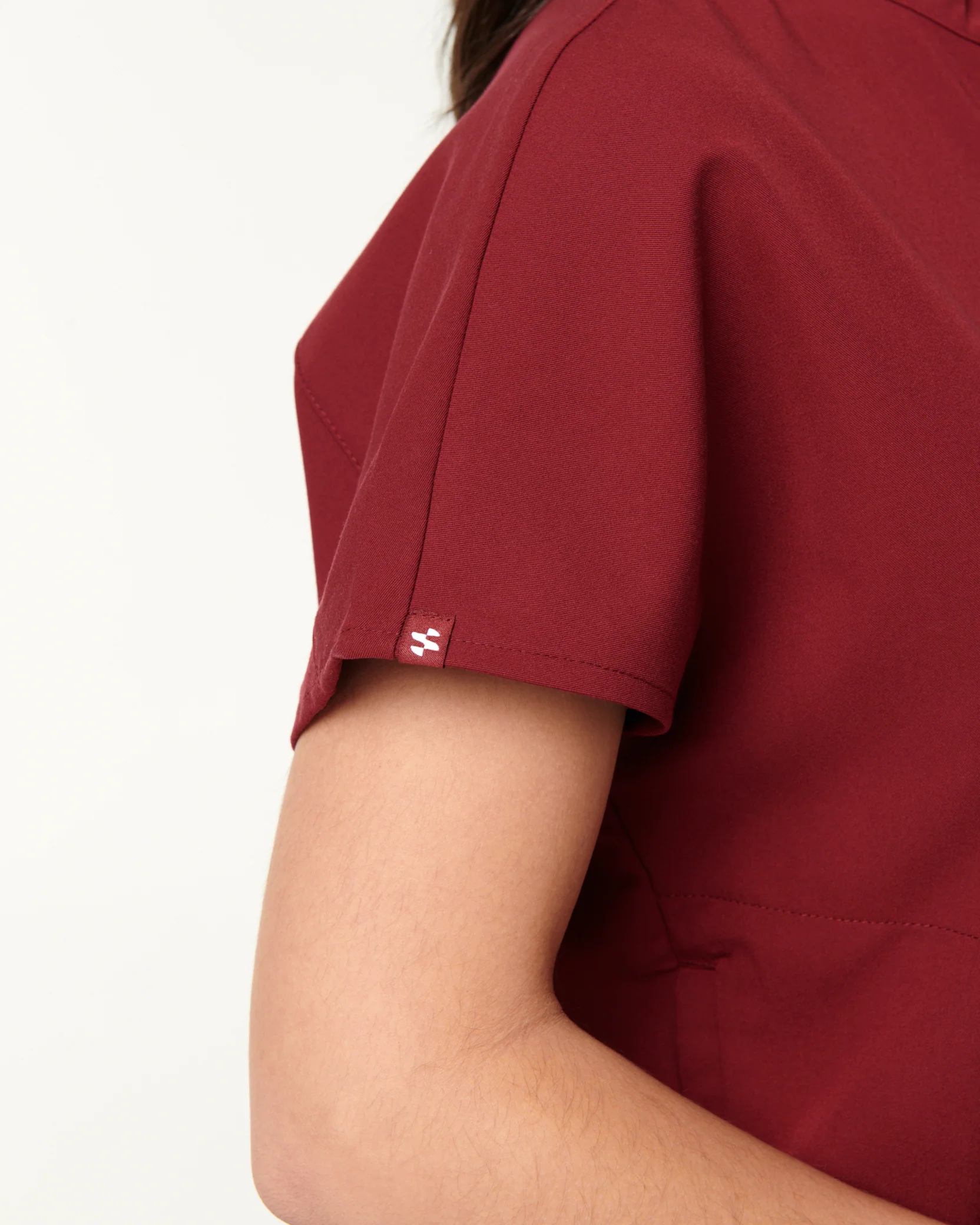 MABEL Mandarin Collar Scrub Top - Maroon | SLTECH™ - Image 7
