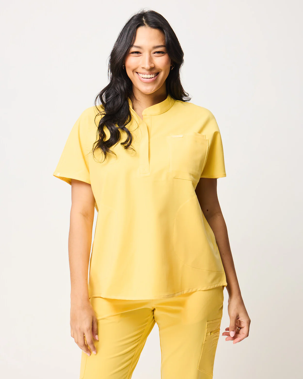 MABEL Mandarin Collar Scrub Top - Meadow Yellow | SLTECH™ - Image 3