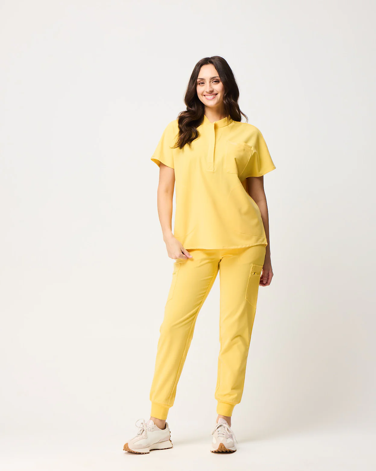 MABEL Mandarin Collar Scrub Top - Meadow Yellow | SLTECH™ - Image 4