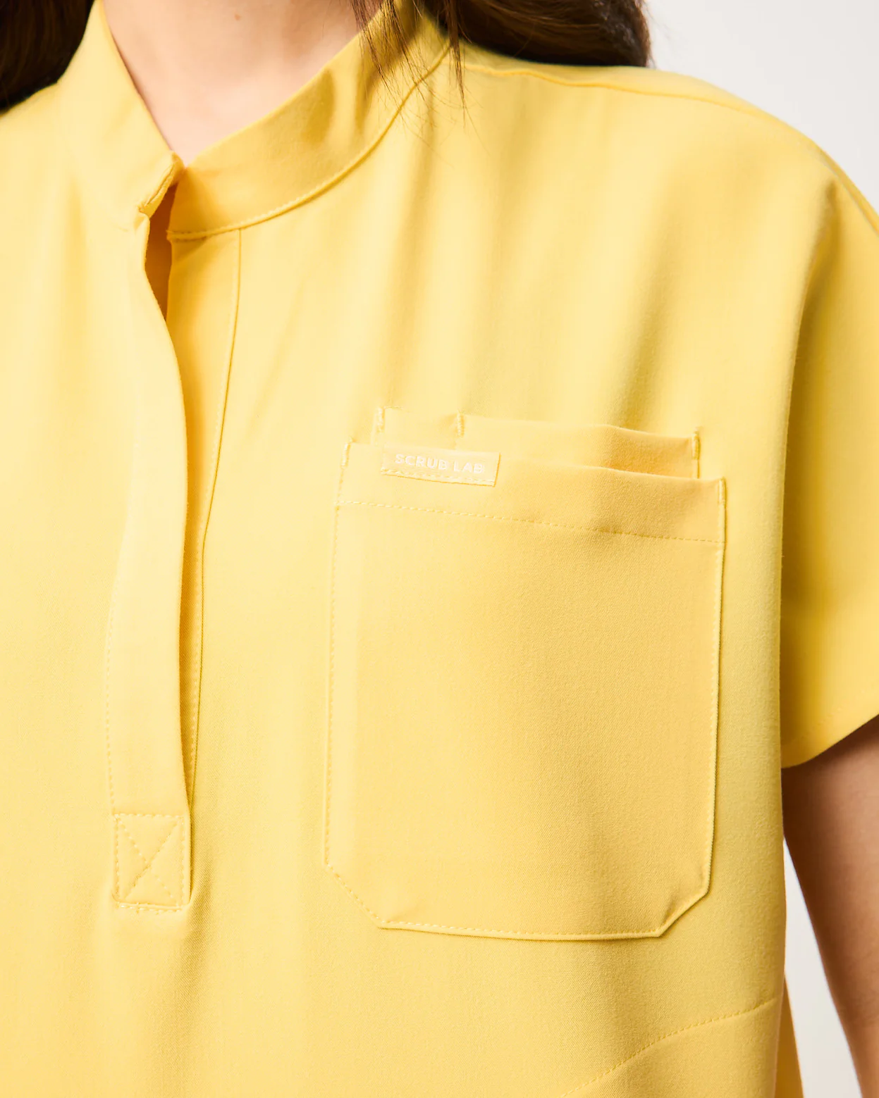 MABEL Mandarin Collar Scrub Top - Meadow Yellow | SLTECH™ - Image 7
