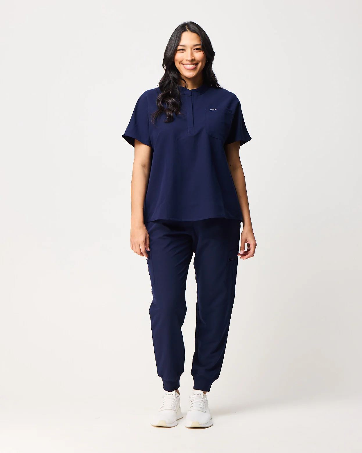 MABEL Mandarin Collar Scrub Top - Navy | SLTECH™ - Image 3
