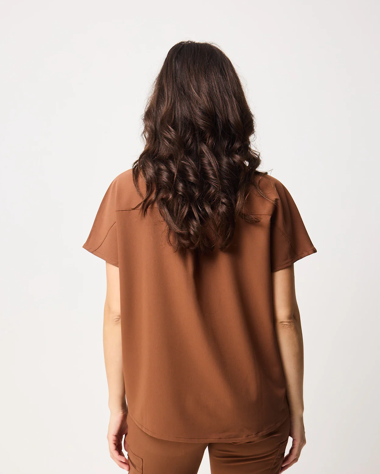 MABEL Mandarin Collar Scrub Top - Pecan Brown | SLTECH™ - Image 3