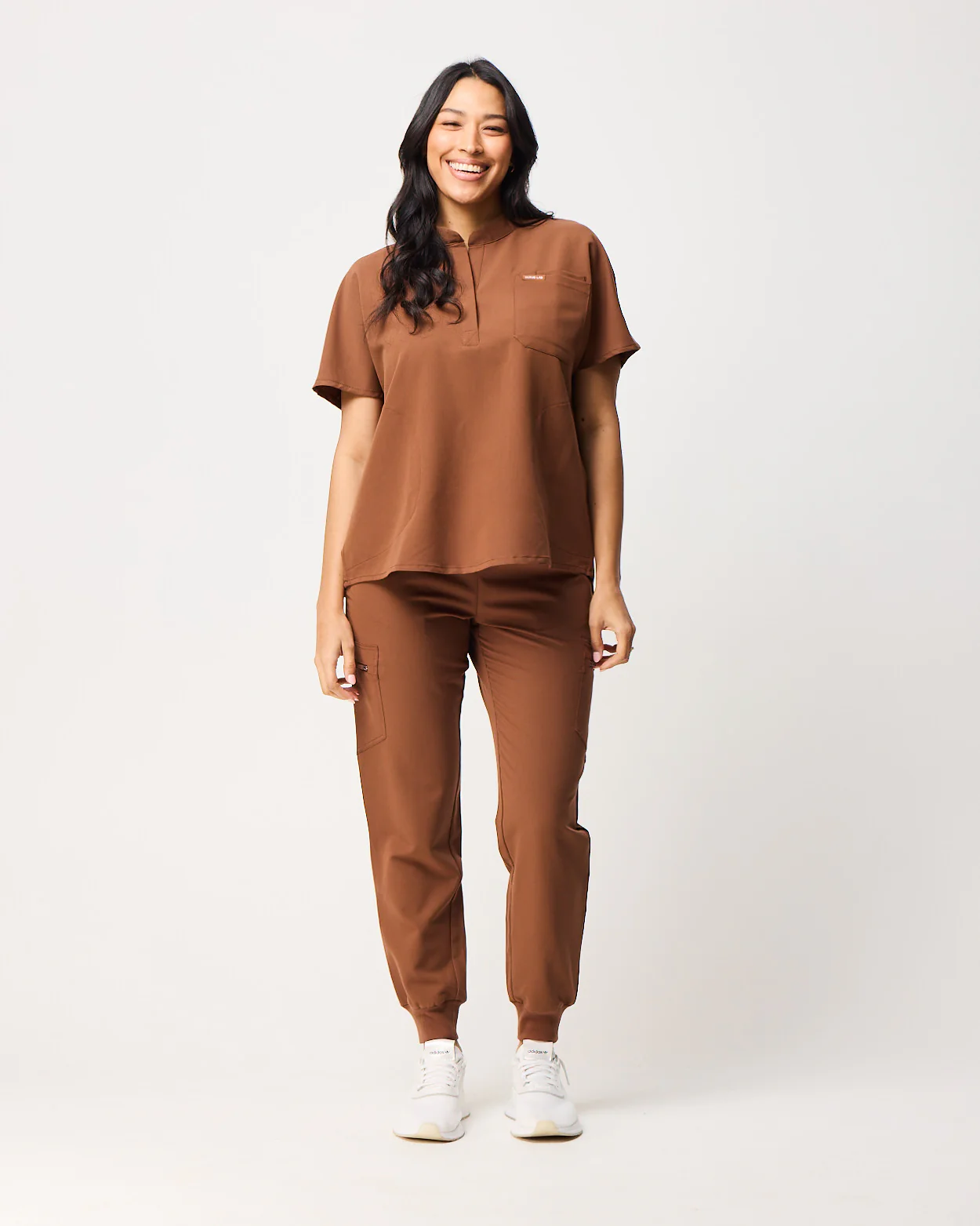 MABEL Mandarin Collar Scrub Top - Pecan Brown | SLTECH™ - Image 5