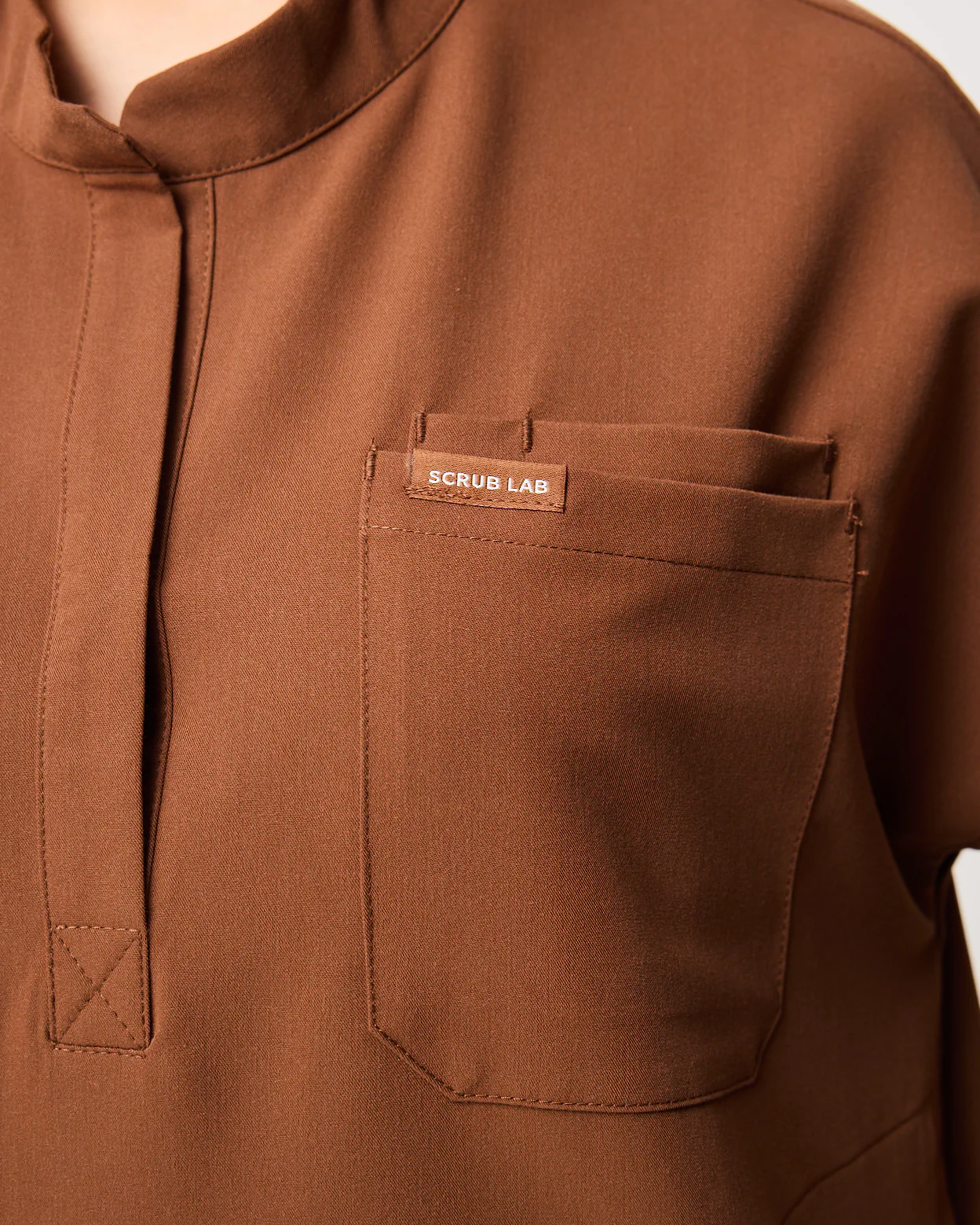 MABEL Mandarin Collar Scrub Top - Pecan Brown | SLTECH™ - Image 8