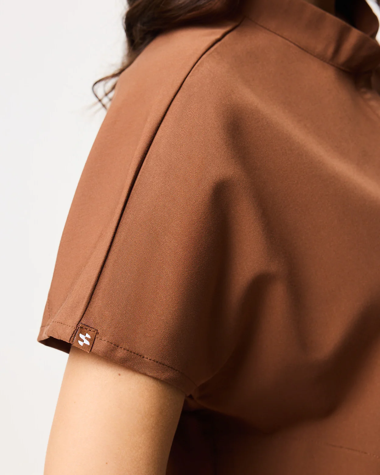 MABEL Mandarin Collar Scrub Top - Pecan Brown | SLTECH™ - Image 9
