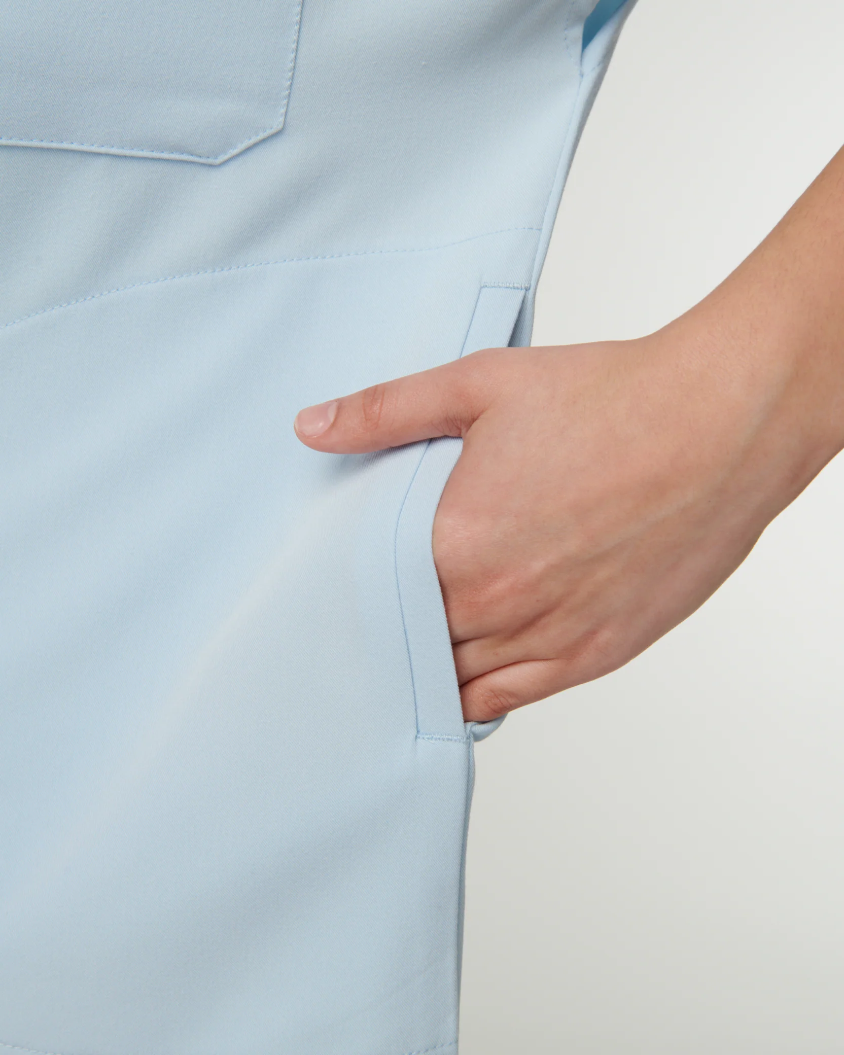 MABEL Mandarin Collar Scrub Top - Powder Blue | SLTECH™ - Image 9