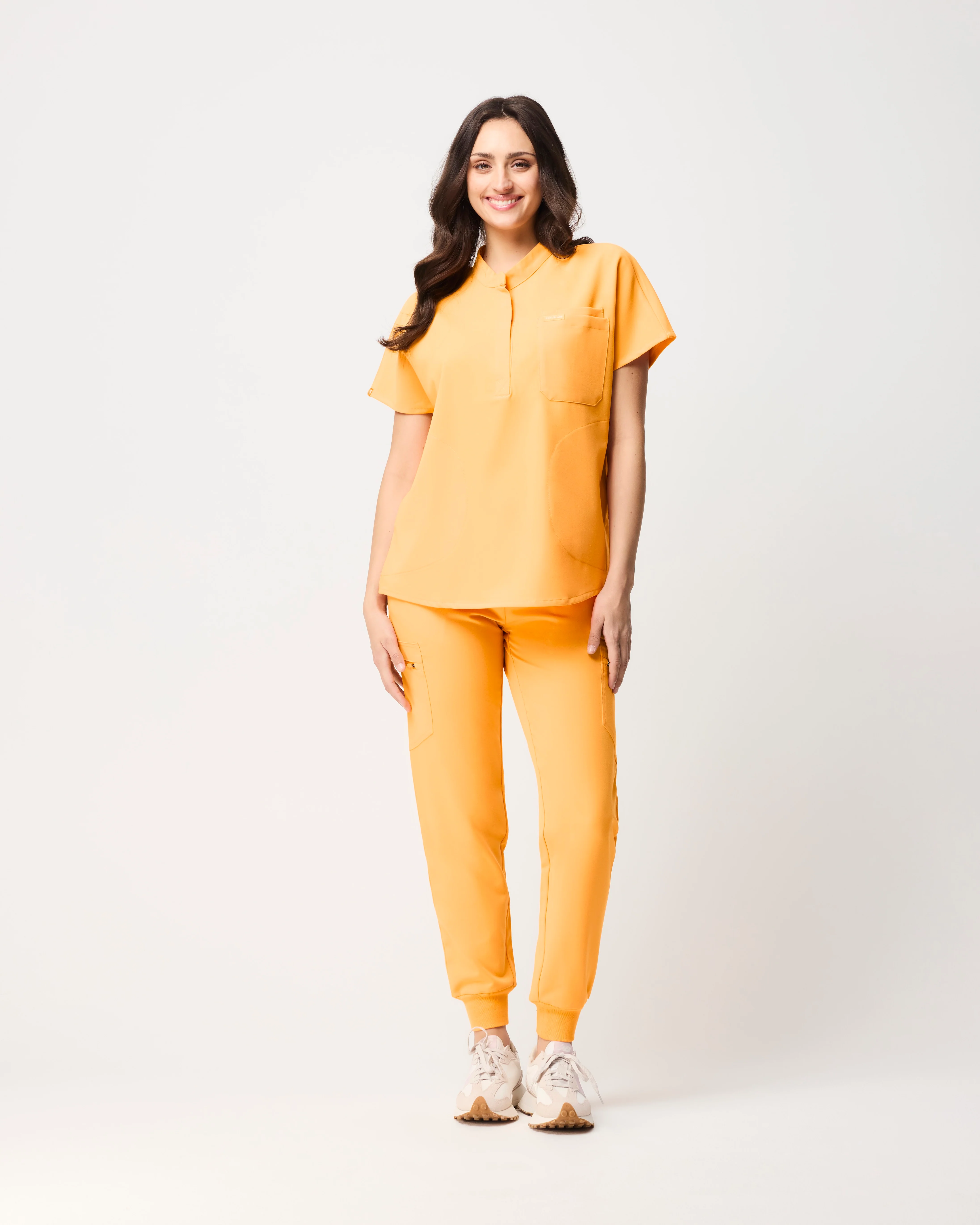 MABEL Mandarin Collar Scrub Top - Tangerine Orange | SLTECH™ - Image 3