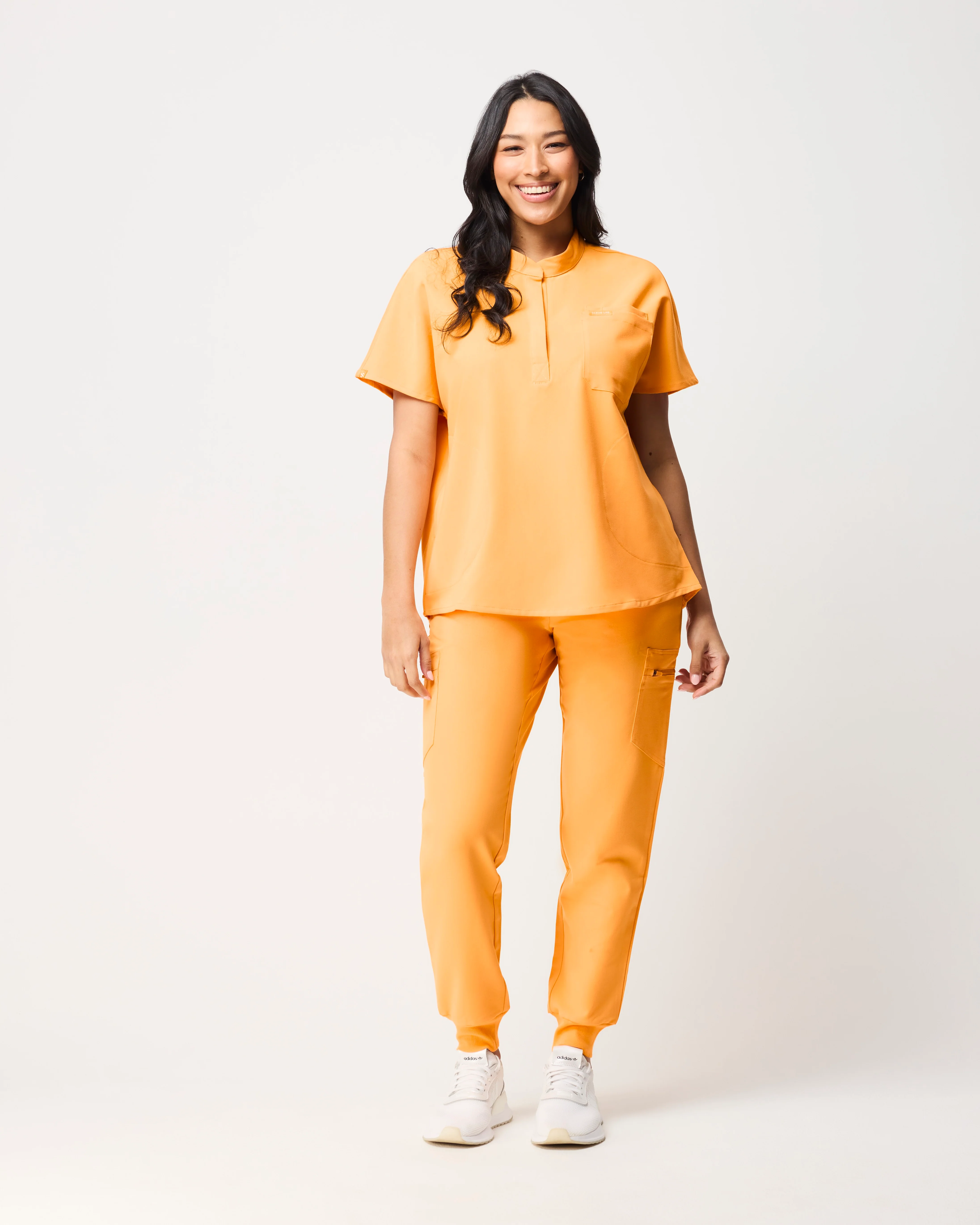 MABEL Mandarin Collar Scrub Top - Tangerine Orange | SLTECH™ - Image 4
