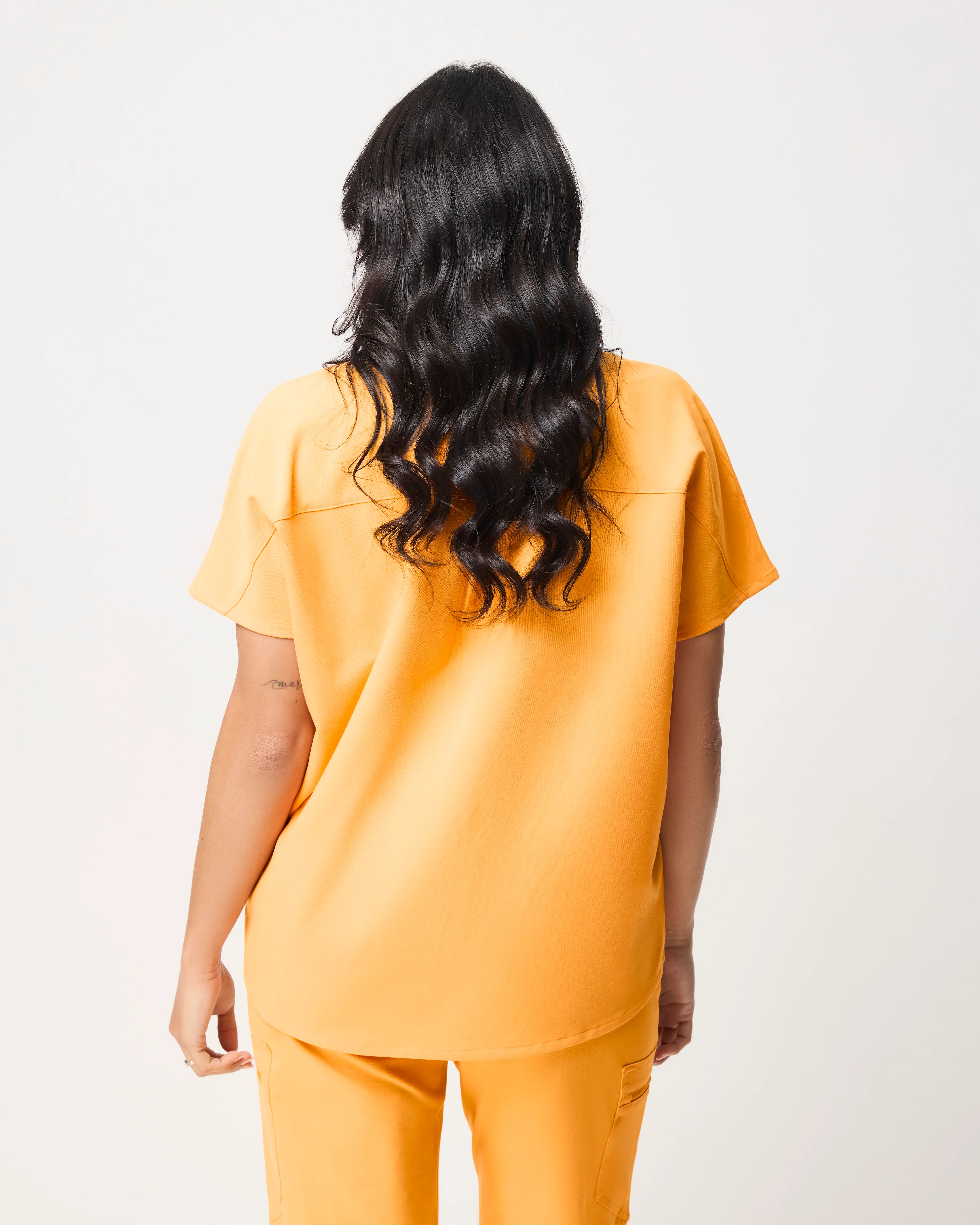 MABEL Mandarin Collar Scrub Top - Tangerine Orange | SLTECH™ - Image 5