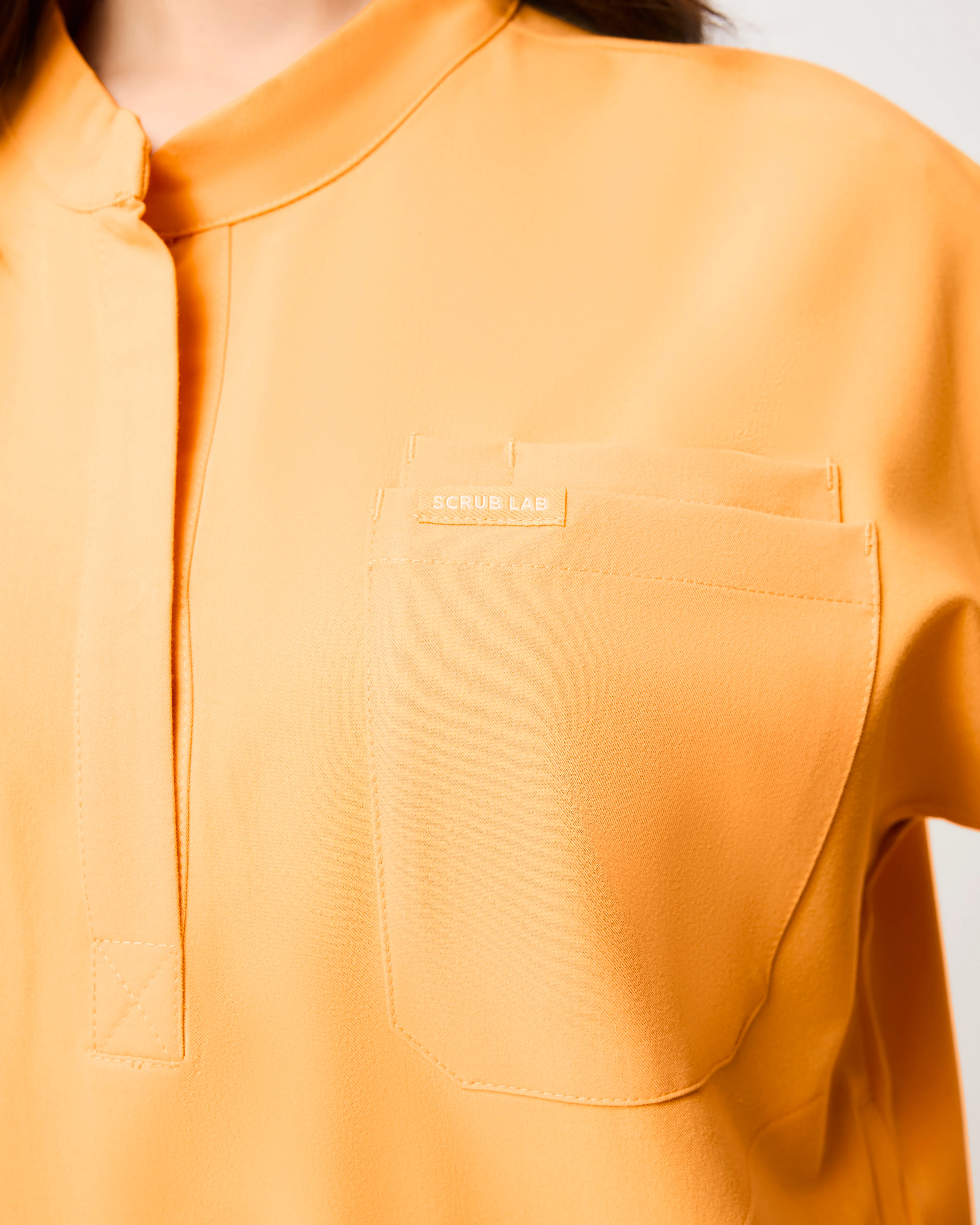 MABEL Mandarin Collar Scrub Top - Tangerine Orange | SLTECH™ - Image 6