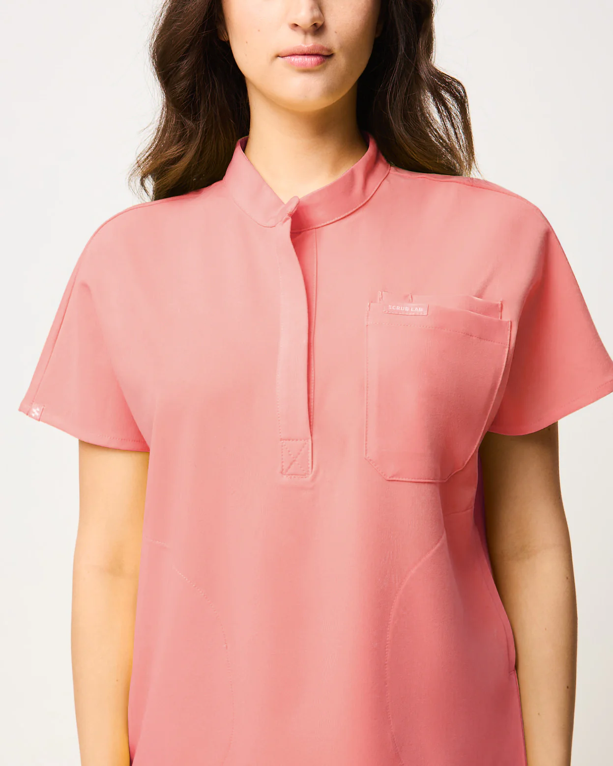 MABEL Mandarin Collar Scrub Top - Peach Quartz | SLTECH™ - Image 10