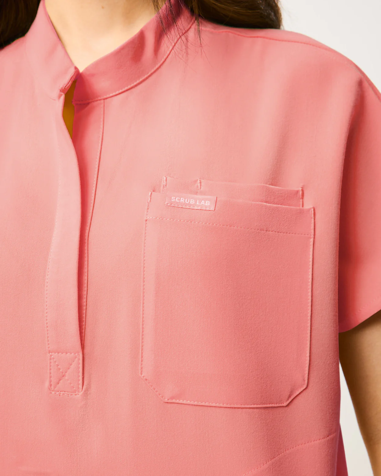 MABEL Mandarin Collar Scrub Top - Peach Quartz | SLTECH™ - Image 7
