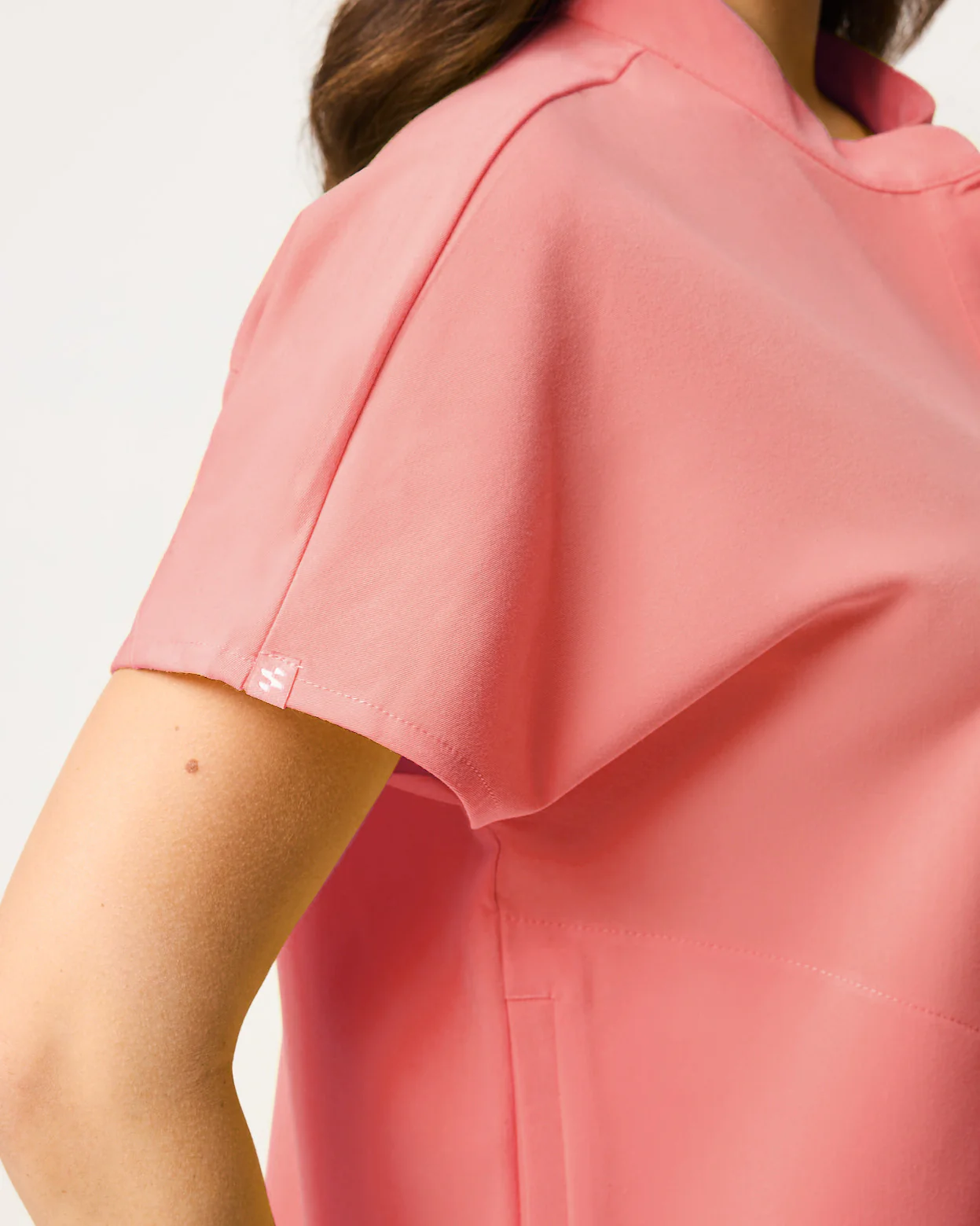 MABEL Mandarin Collar Scrub Top - Peach Quartz | SLTECH™ - Image 8