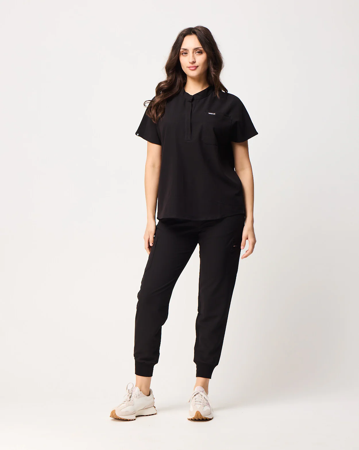 MABEL Mandarin Collar Scrub Top - Black | SLTECH™ - Image 3