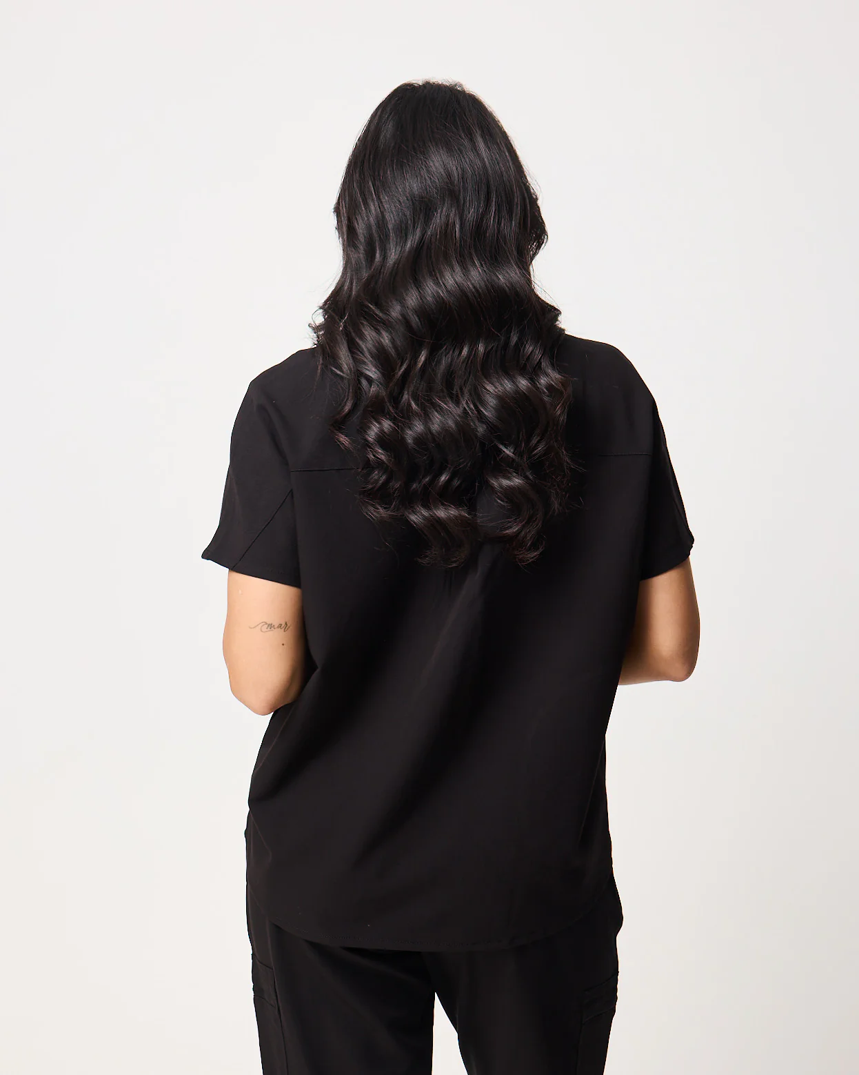 MABEL Mandarin Collar Scrub Top - Black | SLTECH™ - Image 4
