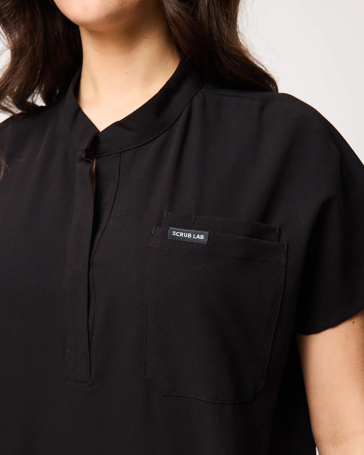MABEL Mandarin Collar Scrub Top - Black | SLTECH™ - Image 5