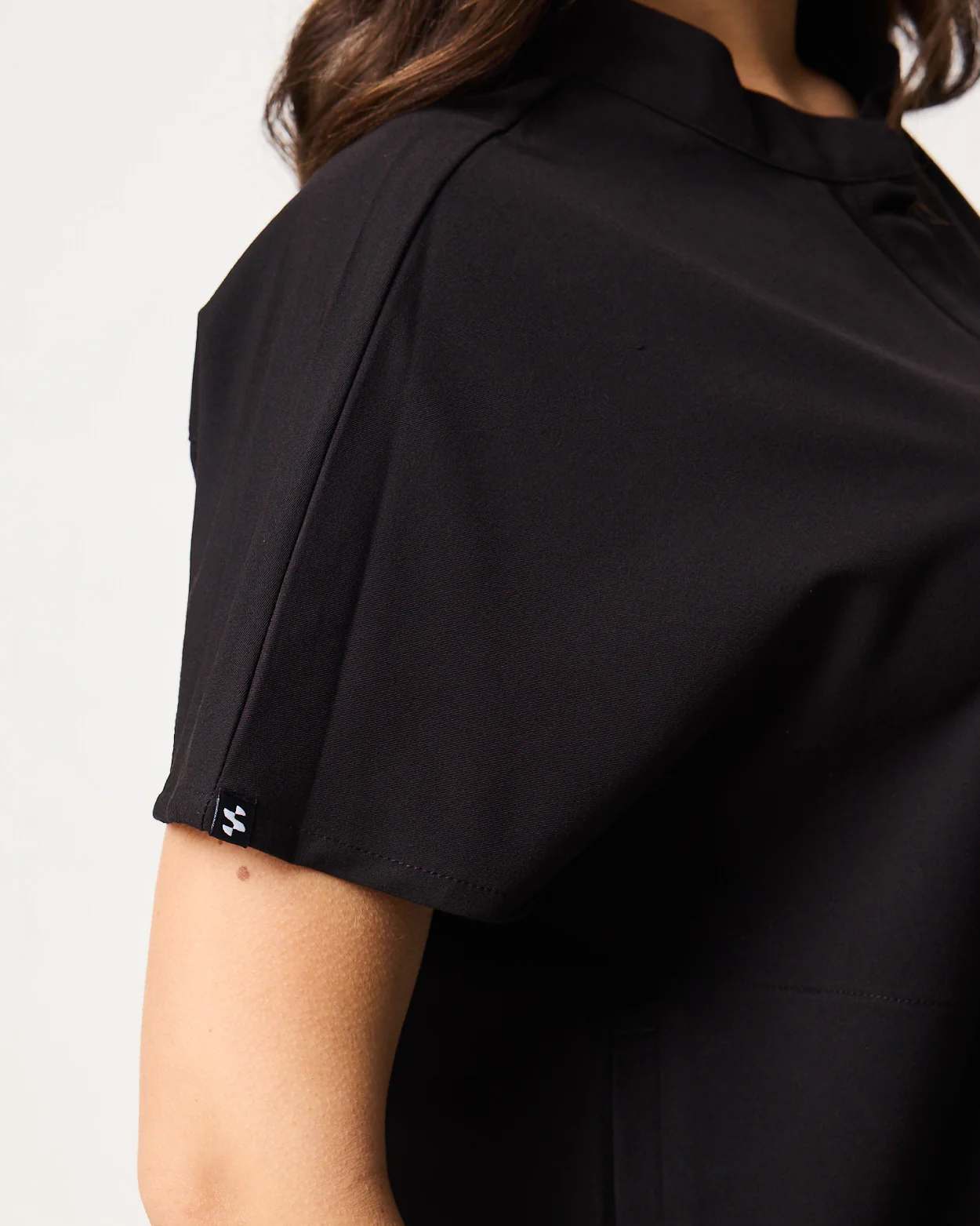 MABEL Mandarin Collar Scrub Top - Black | SLTECH™ - Image 6