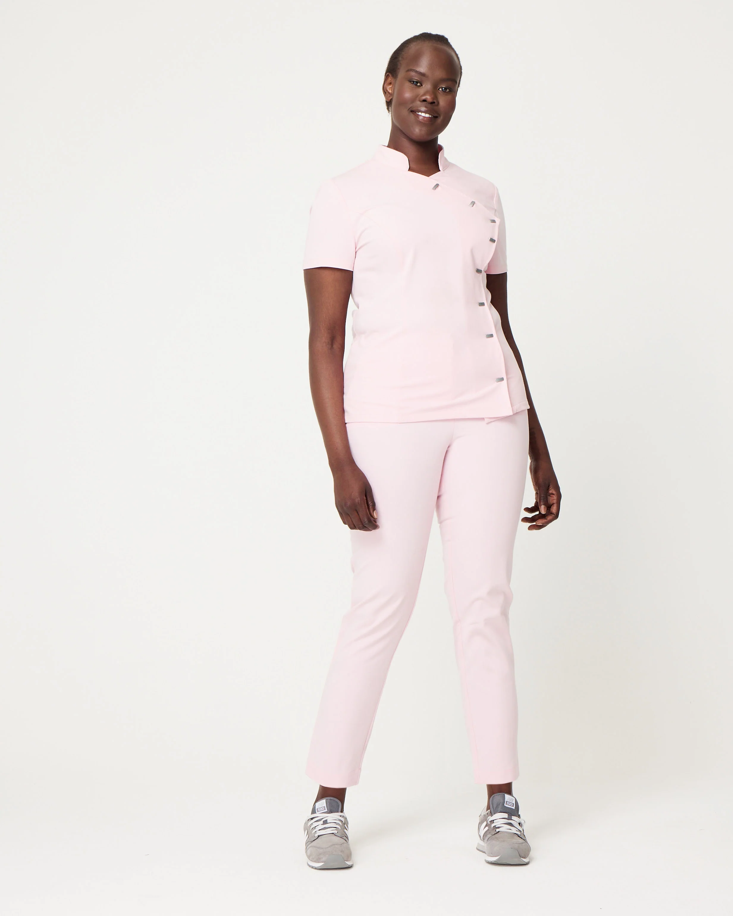 MARTHA Slim Cropped Scrub Pants - Powder Pink - CLEARANCE - Image 3