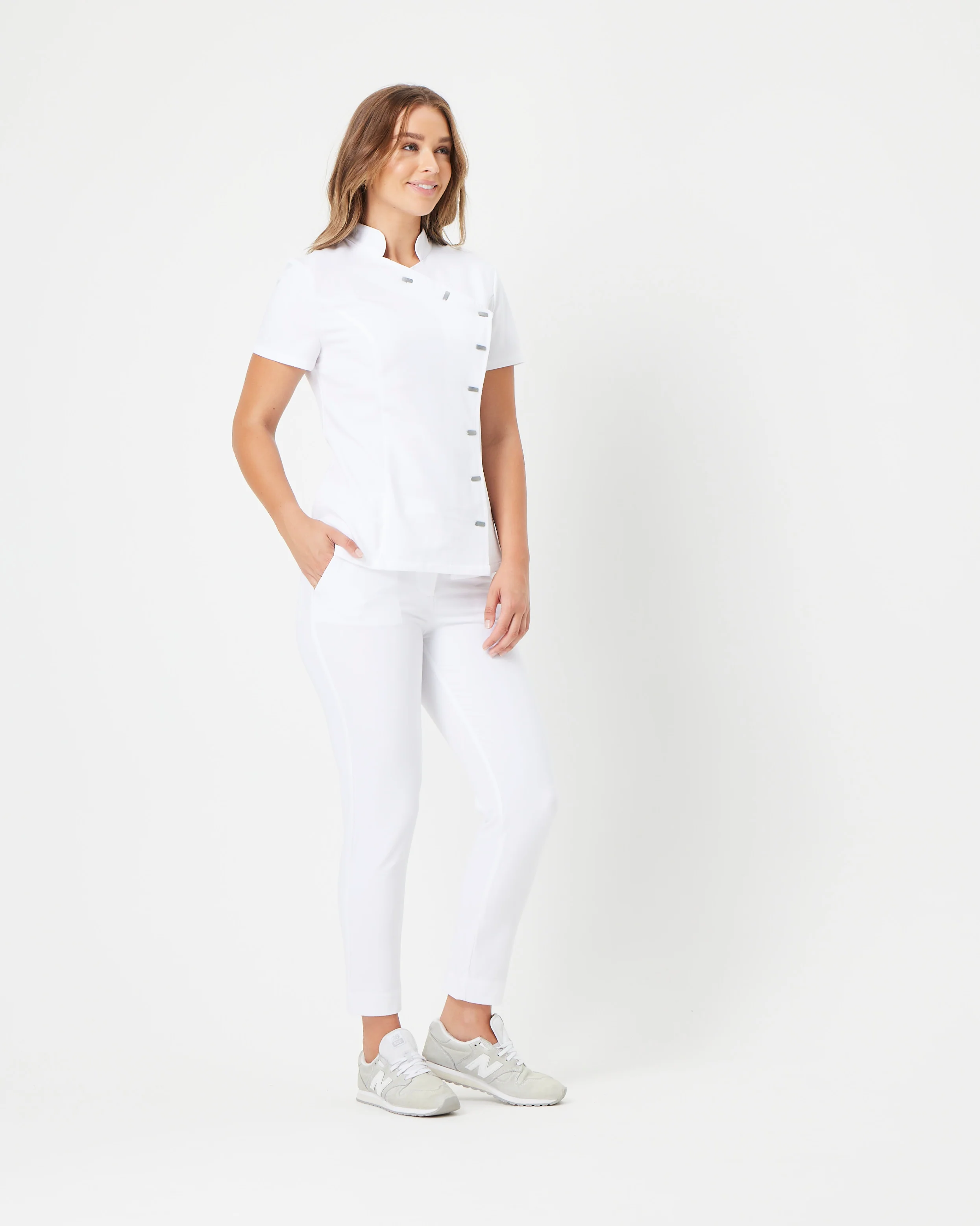MARTHA Slim Cropped Scrub Pants - Pure White - CLEARANCE - Image 6