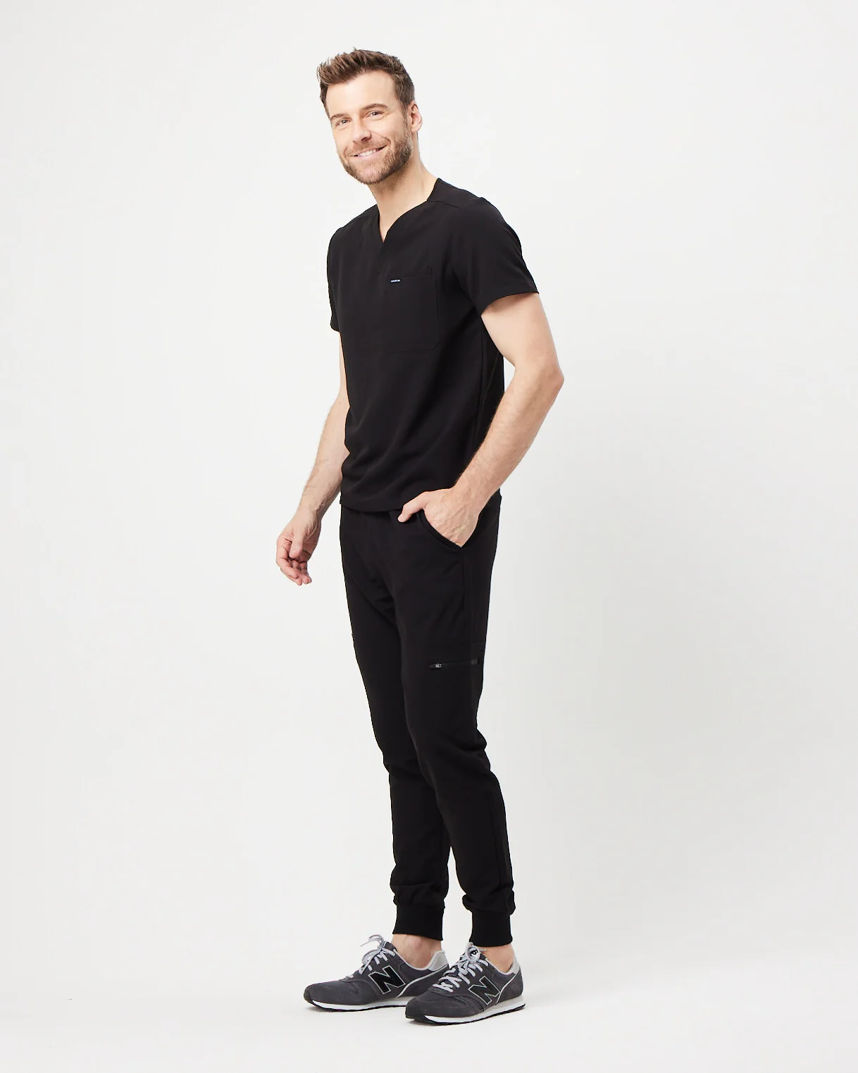 WEARY Three Chest Pocket Scrub Top - Black | SLTECH™ - Image 4