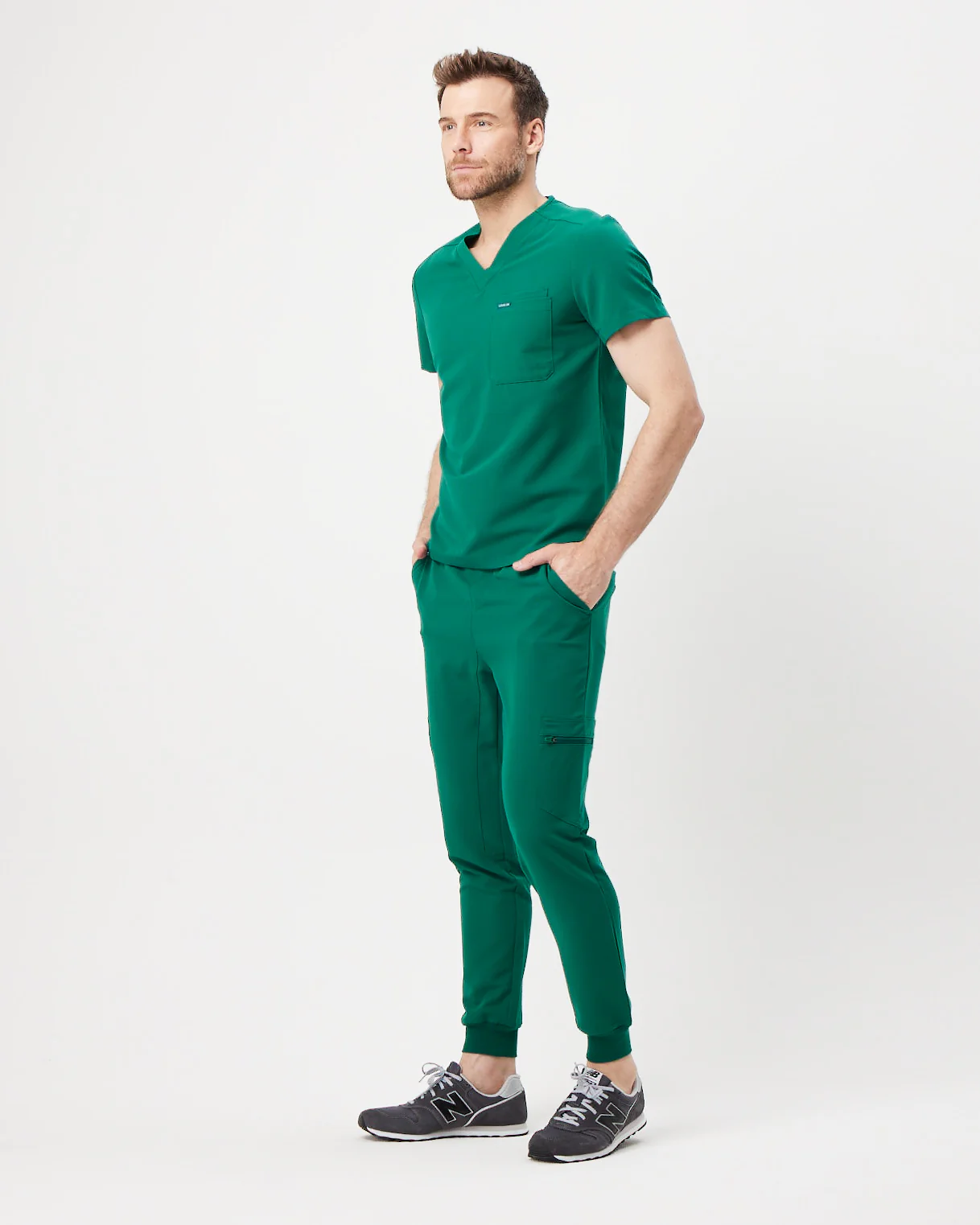 WEARY Three Chest Pocket Scrub Top - Hunter Green | SLTECH™ - Image 3
