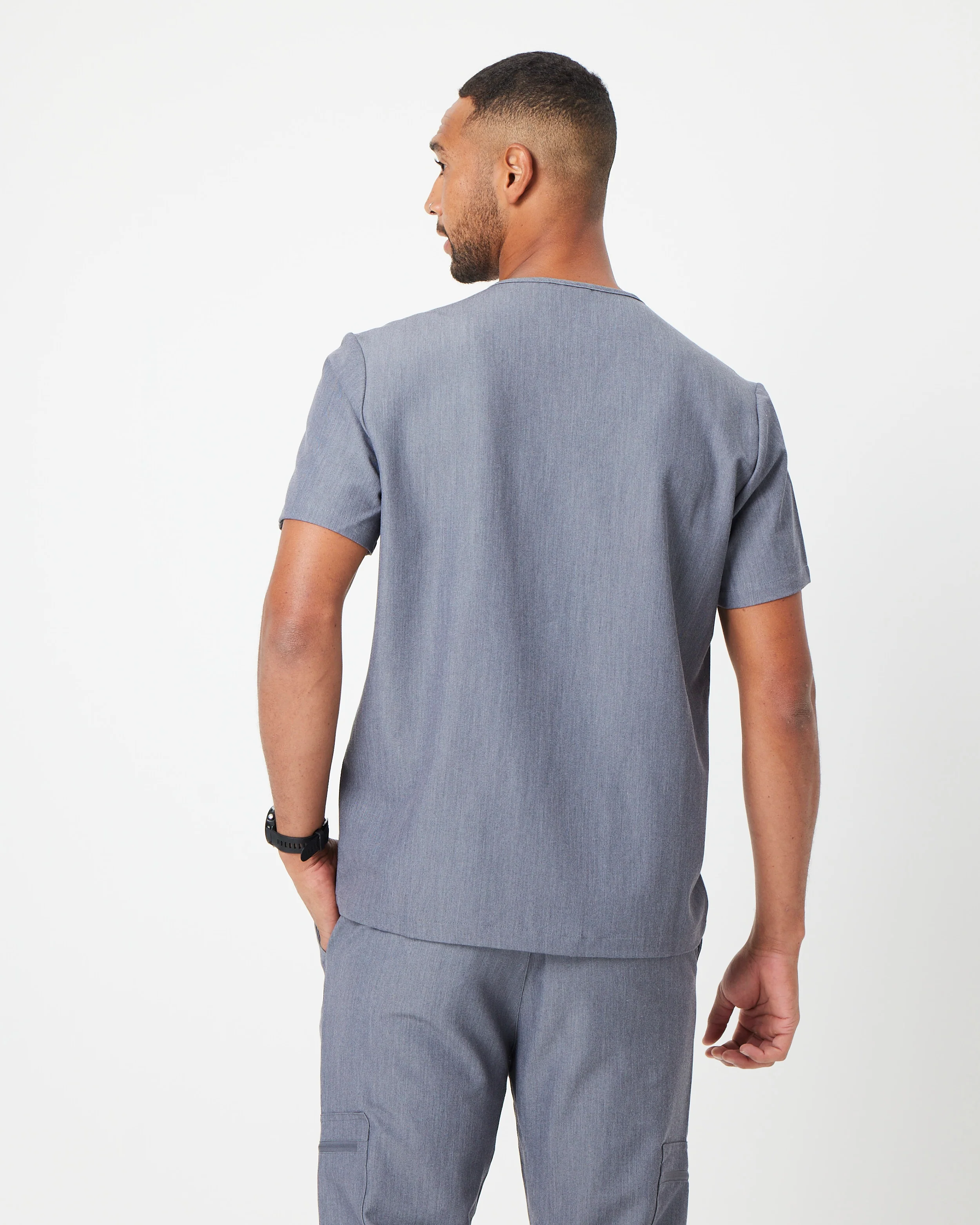 WEARY Three Chest Pocket Scrub Top - Steel Grey | SLTECH™ - Image 4